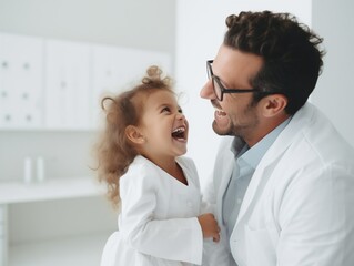 Doctor interacting with a young girl