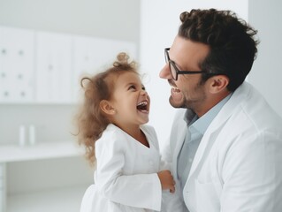 Obraz premium Doctor interacting with a young girl