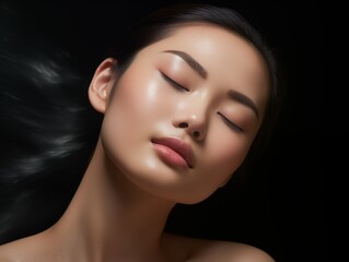 Obraz premium Woman with eyes closed showing moisturized skin