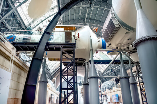 Museum of Cosmonautics in Moscow with many rockets, satellites and engines: Moscow, Russia - October 19, 2022..