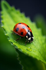cinematic photography of a ladybird on a leaf created with Generative Ai
