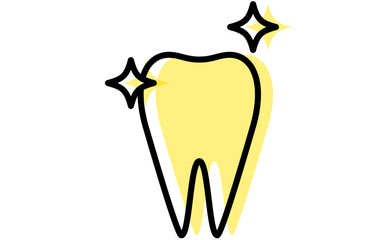 Dental: image icon of healthy teeth, simple line drawing