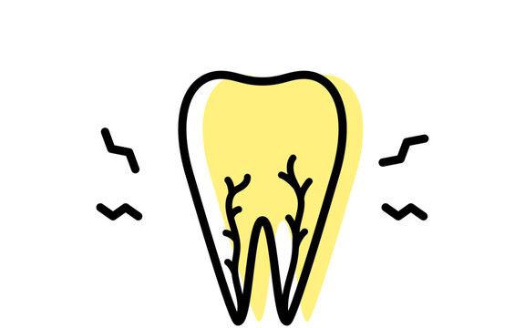Dental: image icons of toothache and wisdom teeth, simple line drawing