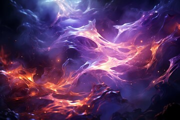 Celestial dance of liquid amethyst and moonlit silver, creating an otherworldly and captivating abstract wallpaper in HD clarity - obrazy, fototapety, plakaty