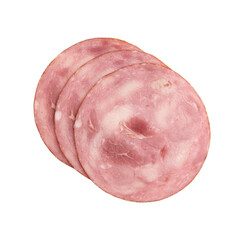 ham cut into pieces isolated
