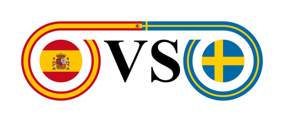 concept between spain vs sweden. vector illustration isolated on white background