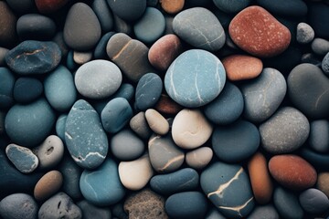 Textured rocks and pebbles on a beach create an abstract and soothing nature backdrop. - Powered by Adobe
