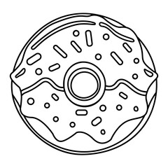 Naklejka premium Outline coloring of an appetizing donut glaze and sprinkles. Vector illustration.