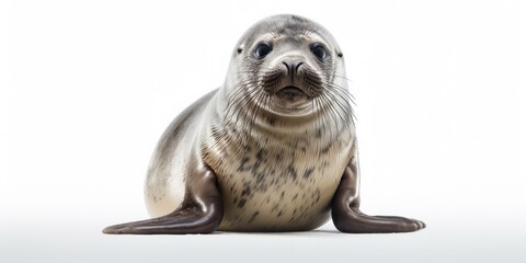 Obraz premium Seal pup: Cute marine mammal. Endangered wildlife in arctic wilderness, cold habitat.