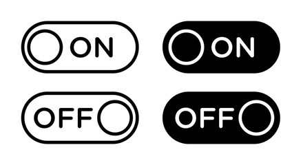 Electric toggle switch vector icon set. Electric toggle switch vector symbol. Active or shutdown slider control switch sign suitable for apps and websites UI designs. - obrazy, fototapety, plakaty
