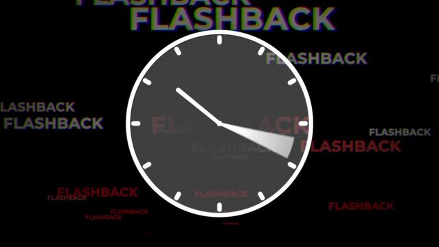 Flashback With Glitch Effect Moving Behind The Clock With Hands Rotating Backward. - digital with alpha channel