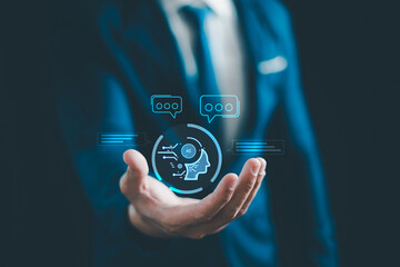 Chat AI concept, Artificial Intelligence, Chatbot, Business use technology smart robot AI Enter command prompt for generate, Futuristic technology transformation, AI service help customer, Assistant.