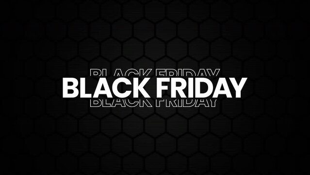 Black Friday graphic element with sleek pink hexagonal neon pattern. Bold black friday sale banner design 4k animation. sales shopping social media background.