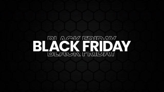 Black Friday graphic element with sleek red hexagonal neon pattern. Bold black friday sale banner design 4k animation. sales shopping social media background.