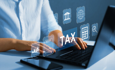 Tax time concept. Financial research,government taxes and calculation tax return concept. 