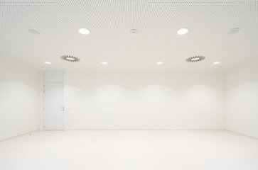 White room with closed door in hospital