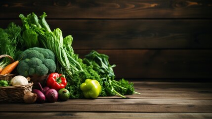 Vegan food themes. Table top view background of a variation green vegetables with stethoscope.