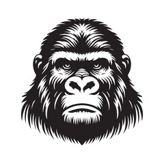 Gorilla Silhouette: Primal Strength, Jungle Canopy Shadows, and Ape Majesty in Vector Form - Minimallest gorilla black vector animal
