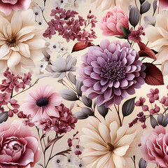 Boho Florals Digital Paper , Boho Florals Seamless Digital Paper , Scrapbook Paper Bohemian-inspired floral patterns and seamless design , generative AI illustration