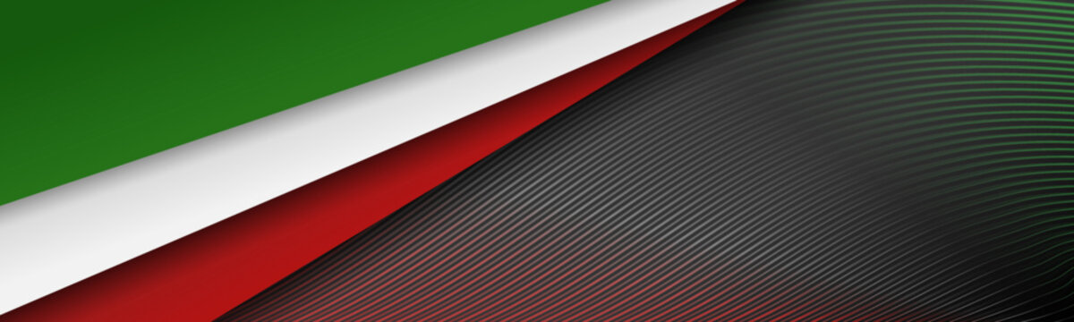 Green, white, red wave papercut black web background. Italian flag color banner, wallpaper for text