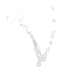 Shape form throw of Water splashes into Line water in air and stop motion freeze shot. Shape form Water for clear texture graphic resource elements, black background isolated