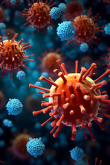 Fototapeta na wymiar A Microscopic View of Antibodies Attacking a Virus