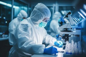 Expert Microbiologist Engaged in Critical Scientific Analysis, selective focus