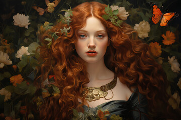 A Pre-Raphaelite Inspired Portrait of a Mythological Maiden