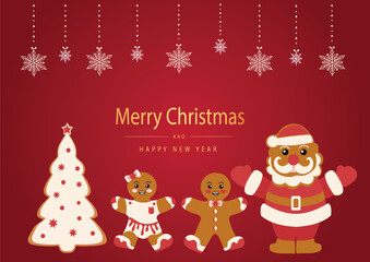Merry Christmas card. Celebrating New Year and Christmas. Vector illustration