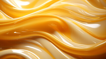 Cream liquid gel serum flows down on yellow texture - obrazy, fototapety, plakaty