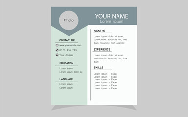 Vector resume or cv template design