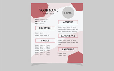 Vector resume or cv template design