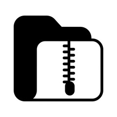 Zip folder solid glyph icon illustration