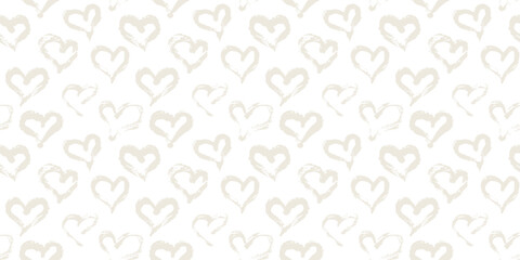 Seamless heart pattern hand painted with ink brush