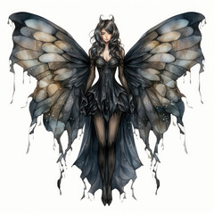 watercolor Black Wings Costume Sublimation clipart, Generative Ai