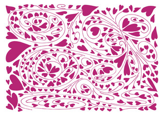 Pattern of hand drawn hearts for Valentine's day, vector illustration