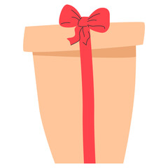 The gift is packed in fine craft paper. A stylish package greeting for the holidays.Gift wrapping tied with a string. Isolated birthday or anniversary box with wrapping paper. Sale, trading concept. 