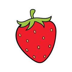 A hand-drawn doodle of a strawberry on a white background.
