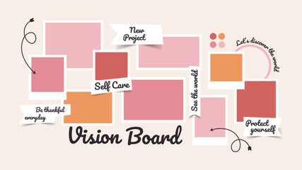 Vector photo collage template moodboard pictures grids vector illustration