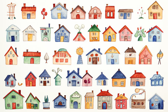Drawing pictures of cute home building by children