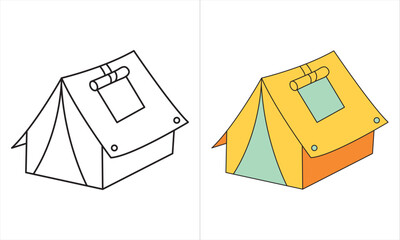 Tourist camping tent, campsite sport equipment. 3d style vector illustration of tent for tourism and hiking activities.
