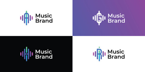 vector collection of music logo elements - obrazy, fototapety, plakaty