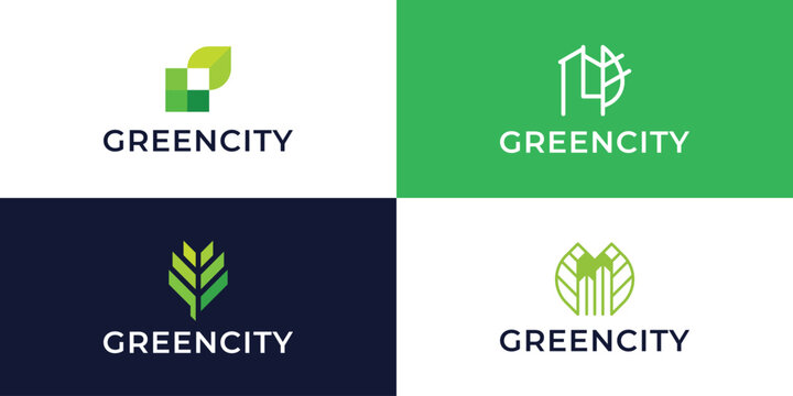 green city logo vector collection. Eco-friendly housing logo design concept.