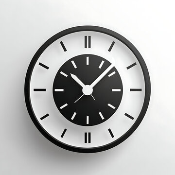 Clock logo Icon, minimal aesthetic, black isolated clock logo icon in white background. Generative AI