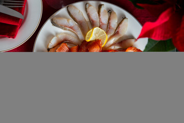 Festive fish table with Cold Smoked Salmon, Cold Smoked Whitefish and Cold Smoked Pike -...