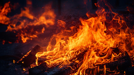 Fototapeta premium The magic texture of fire with bright orange spots