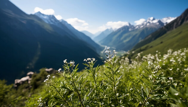 Beautiful countryside nature, mountains view, blurred background capture of mountains. Generative AI