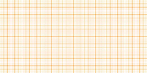 Sheet of graph paper with grid. Millimeter paper texture, geometric pattern. Orange lined blank for drawing, studying, technical engineering or scale measurement. Vector illustration