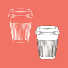 Take away coffee cup icon. A cup to carry. One Cup. Realistic Mockup.