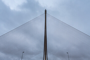 Geometric symmetry of a modern cable-stayed bridge